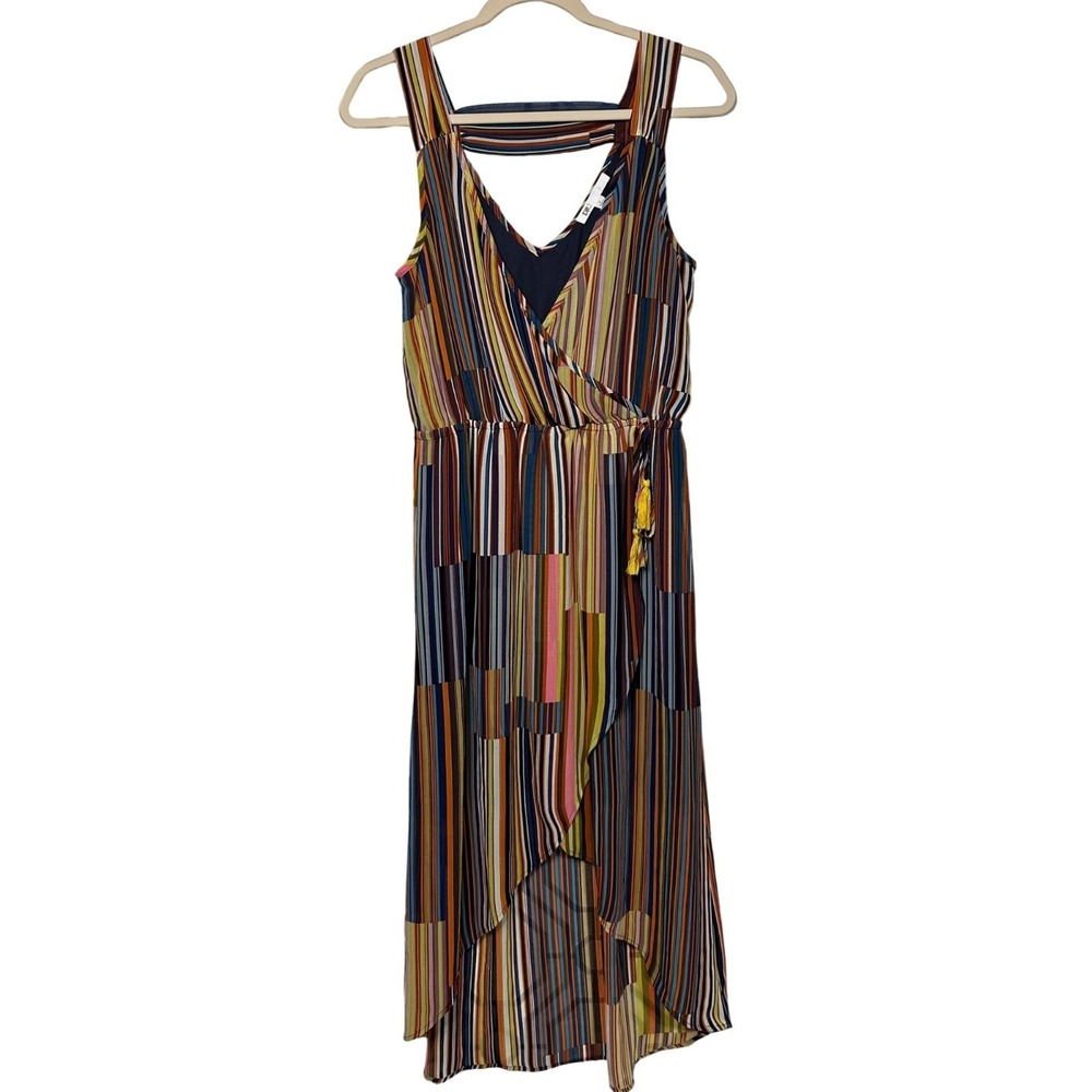 DR2‎ Vertical Stripes Bright Summer Dress Women's Small Multicolored Boho Style